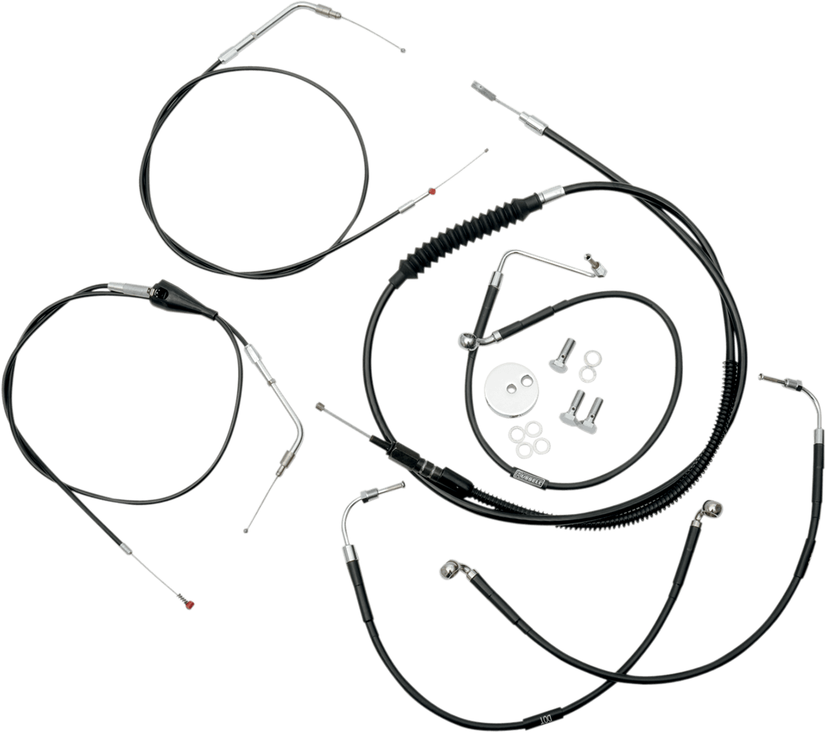 LA CHOPPERS 0610-0455 Standard Black Vinyl Handlebar Cable/Brake Line Kit - 12"-14" Ape Hangers - '96-'07 Touring