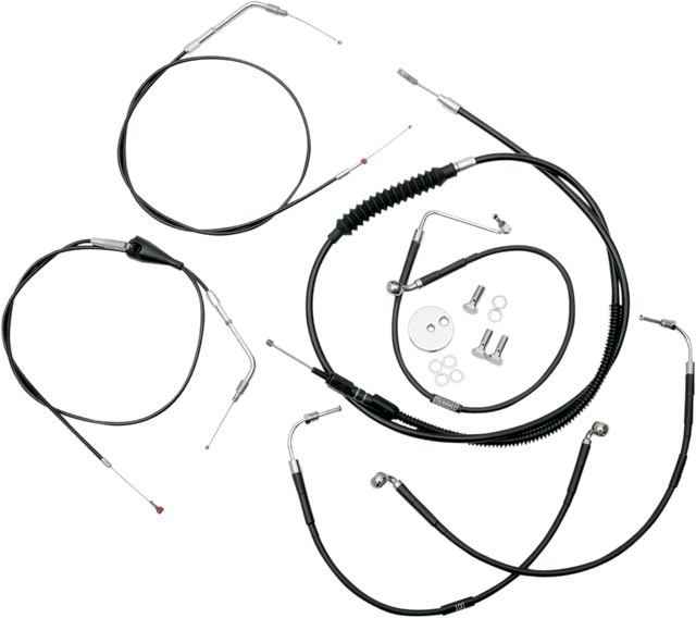 LA CHOPPERS 0610-0455 Standard Black Vinyl Handlebar Cable/Brake Line Kit - 12"-14" Ape Hangers - '96-'07 Touring