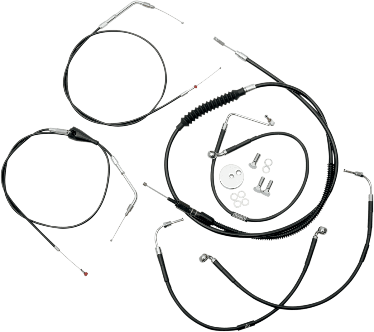 LA CHOPPERS 0610-0460 Standard Black Vinyl Handlebar Cable/Brake Line Kit - Mini Ape Hangers - '96-'07 FLH