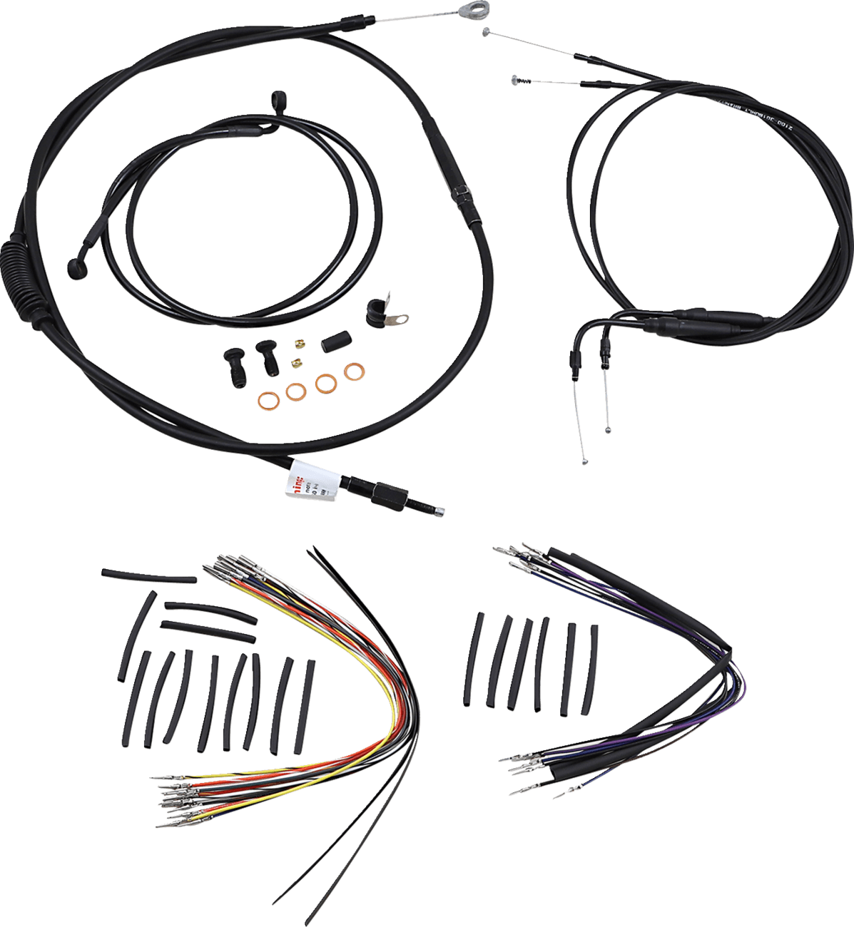 BURLY BRAND 0610-0482 Complete Black Vinyl Handlebar Cable/Line Kit for Ape Hangers - 16" - '00-'06 FLST