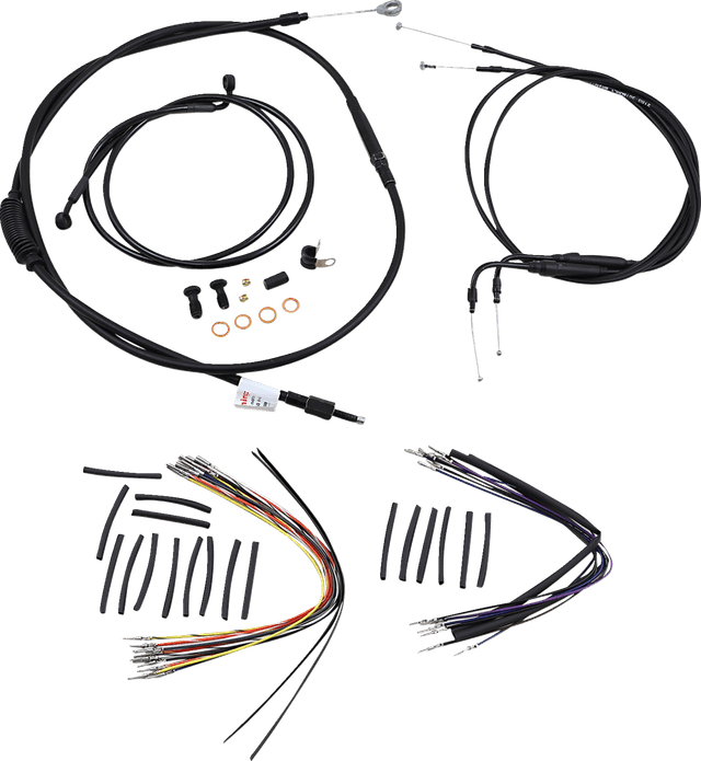 BURLY BRAND 0610-0482 Complete Black Vinyl Handlebar Cable/Line Kit for Ape Hangers - 16" - '00-'06 FLST