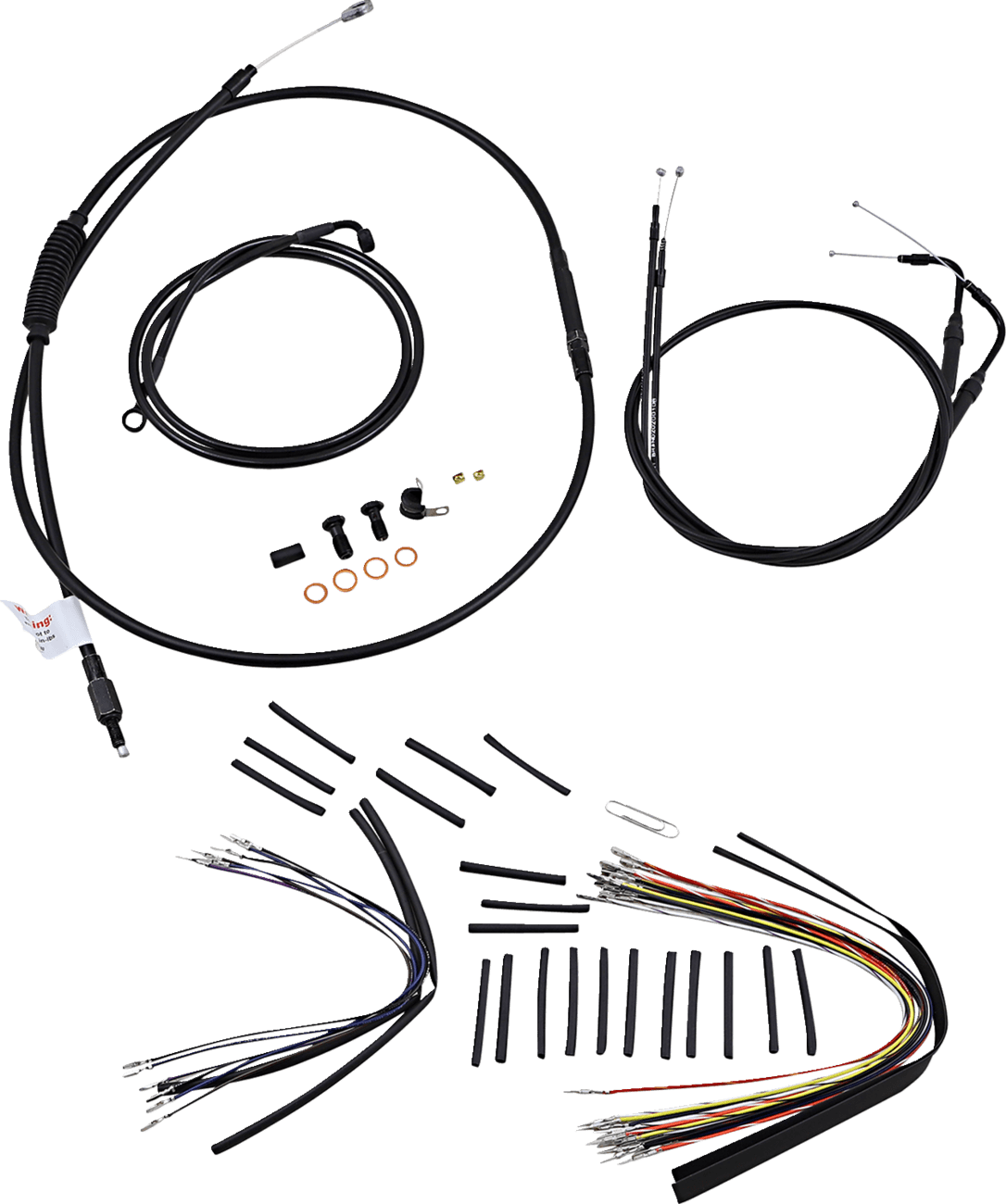 BURLY BRAND 0610-0483 Complete Black Vinyl Handlebar Cable/Line Kit for Ape Hangers - 16" - '07-'10 FLST