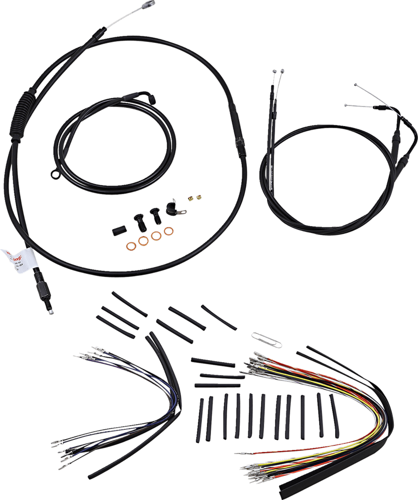 BURLY BRAND 0610-0483 Complete Black Vinyl Handlebar Cable/Line Kit for Ape Hangers - 16" - '07-'10 FLST