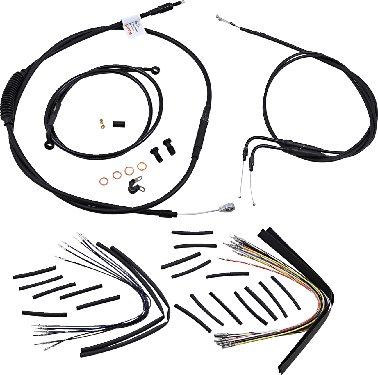 BURLY BRAND 0610-0484 Complete Black Vinyl Handlebar Cable/Line Kit for Ape Hangers - 16" - '00-'06 FXST