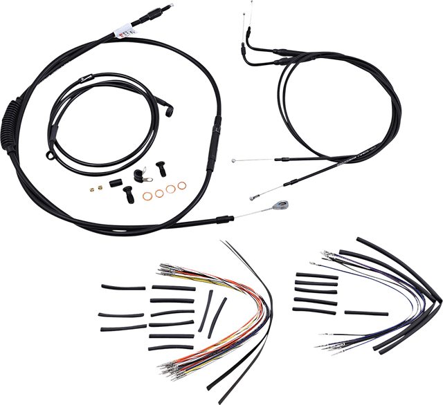 BURLY BRAND 0610-0486 Complete Black Vinyl Handlebar Cable/Line Kit for Ape Hangers - 18" - '00-'06 FLST