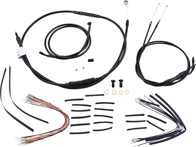 BURLY BRAND 0610-0492 Complete Black Vinyl Handlebar Cable/Line Kit for Ape Hangers - 12" - '06 FXD