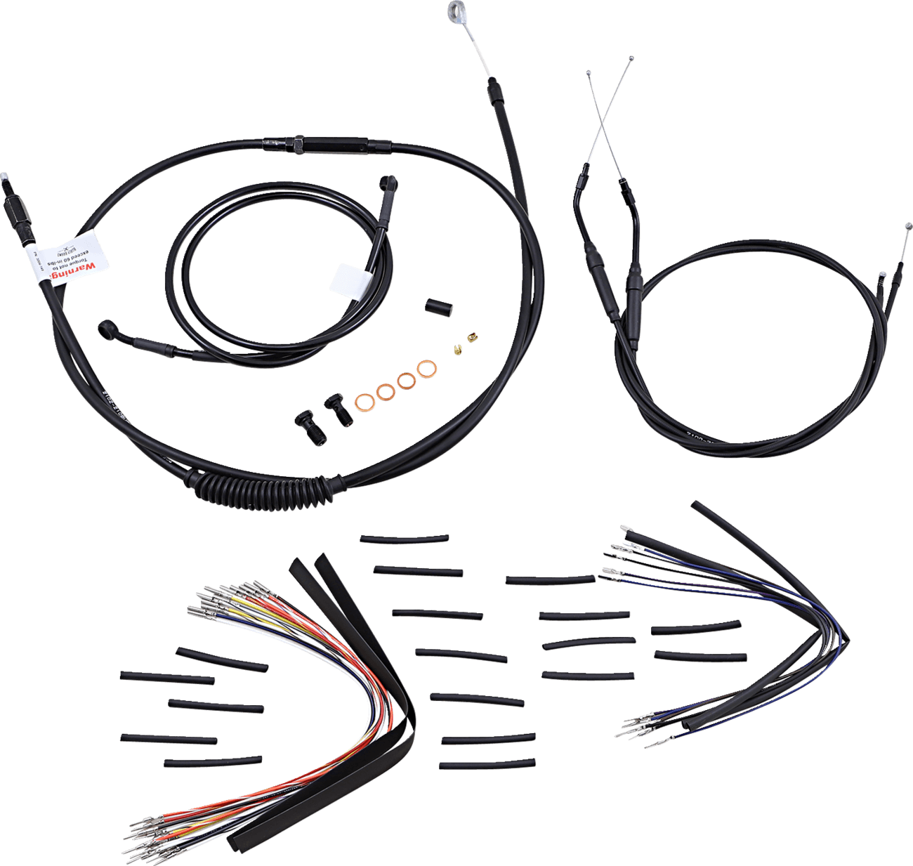 BURLY BRAND 0610-0497 Complete Black Vinyl Handlebar Cable/Line Kit for Ape Hangers - 16" - '96-'05 FXD