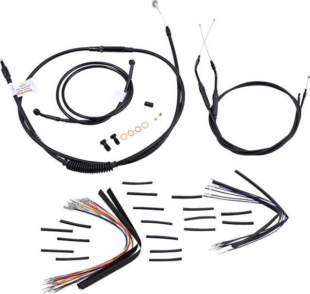 BURLY BRAND 0610-0497 Complete Black Vinyl Handlebar Cable/Line Kit for Ape Hangers - 16" - '96-'05 FXD