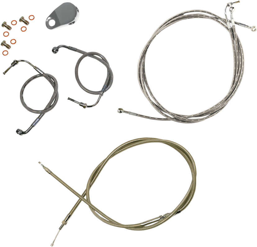 LA CHOPPERS 0610-0563 Standard Stainless Braided Handlebar Cable/Brake Line Kit - 15"-17" Ape Hangers - '08-'13 FLTR