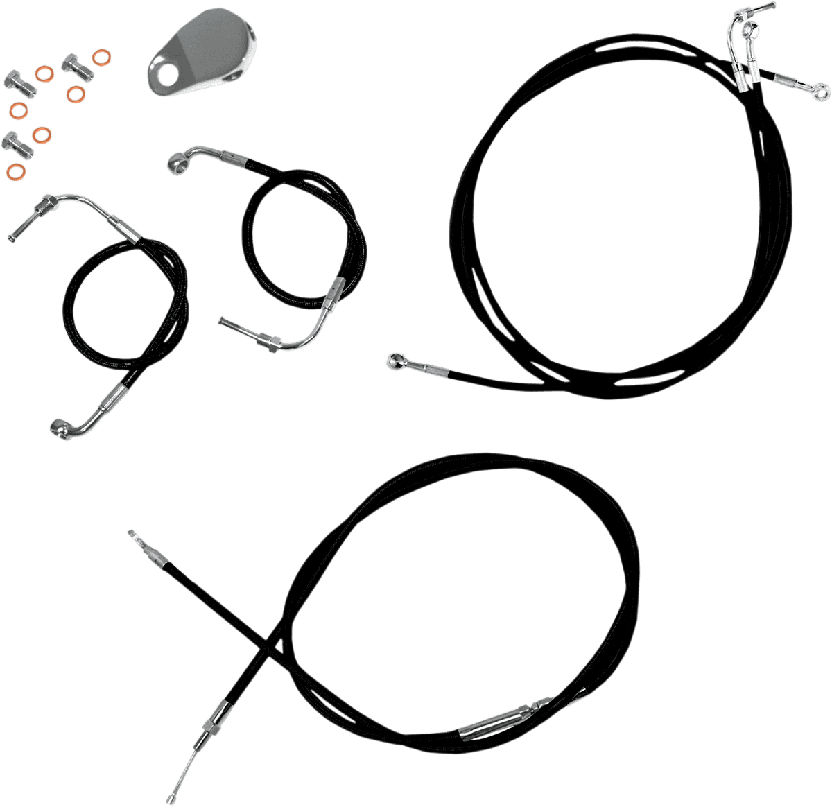 LA CHOPPERS 0610-0569 Standard Black Vinyl Handlebar Cable/Brake Line Kit - 15"-17" Ape Hangers - '08-'13 FLTR