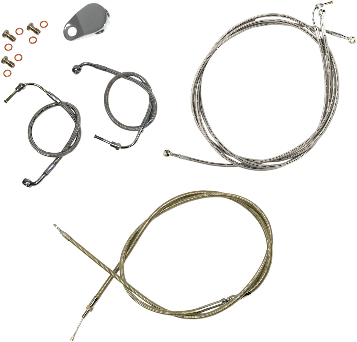 LA CHOPPERS 0610-0574 Standard Stainless Braided Handlebar Cable/Brake Line Kit - 12"-14" Ape Hangers - '09-'13 FLH