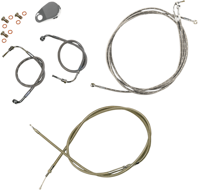 LA CHOPPERS 0610-0574 Standard Stainless Braided Handlebar Cable/Brake Line Kit - 12"-14" Ape Hangers - '09-'13 FLH
