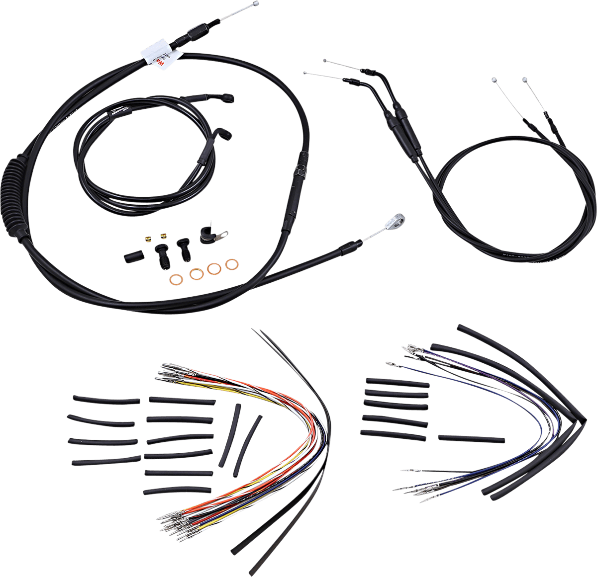 BURLY BRAND 0610-0626 Complete Black Vinyl Handlebar Cable/Line Kit for Ape Hangers - 14" - '06 FXDWG
