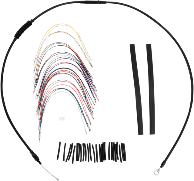 BURLY BRAND 0610-0631 Complete Black Vinyl Handlebar Cable/Line Kit for Ape Hangers - 13" - ABS - '08-'13 FLH