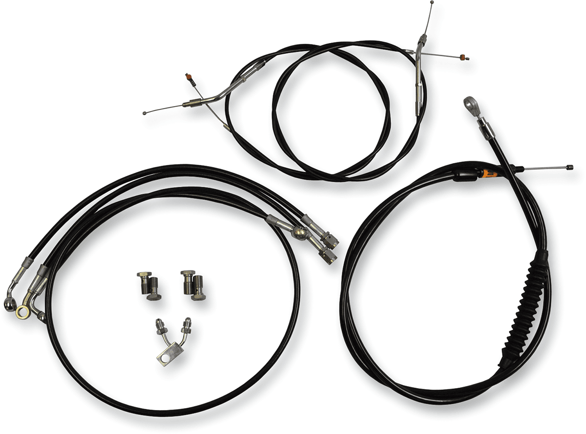 LA CHOPPERS 0610-0639 Standard Black Vinyl Handlebar Cable/Brake Line Kit - 12"-14" Ape Hangers - '11-'14 Softail