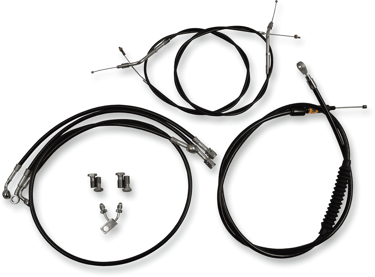 LA CHOPPERS 0610-0641 Standard Black Vinyl Handlebar Cable/Brake Line Kit - 18"-20" Ape Hangers - '11-'14 Softail