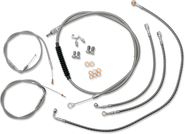 LA CHOPPERS 0610-0646 Standard Stainless Braided Handlebar Cable/Brake Line Kit - 15"-17" Ape Hangers - '11-'14 Softail