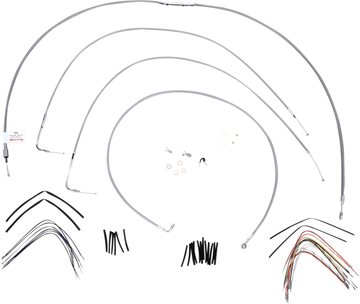 BURLY BRAND 0610-0714 Complete Stainless Braided Handlebar Cable/Brake Line Kit - 16" Ape Hangers - '00-'06 FLST