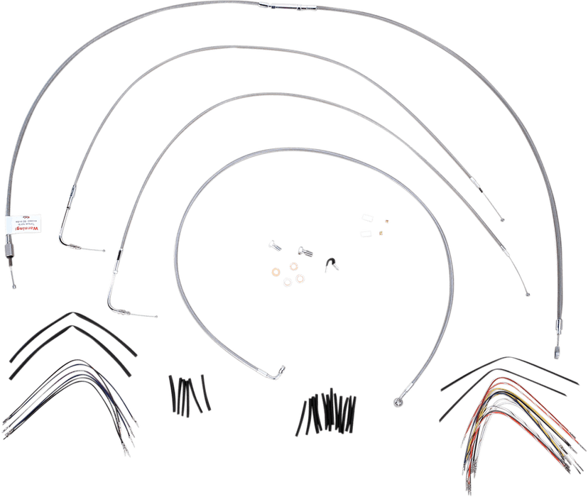 BURLY BRAND 0610-0714 Complete Stainless Braided Handlebar Cable/Brake Line Kit - 16" Ape Hangers - '00-'06 FLST