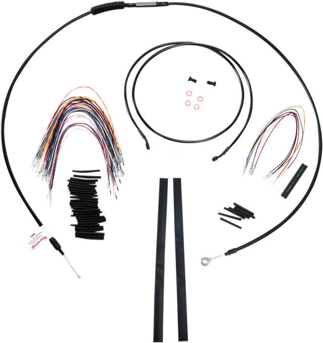 BURLY BRAND 0610-0761 Complete Black Vinyl Handlebar Cable/Line Kit for Ape Hangers - 15" - '08-'13 FLH