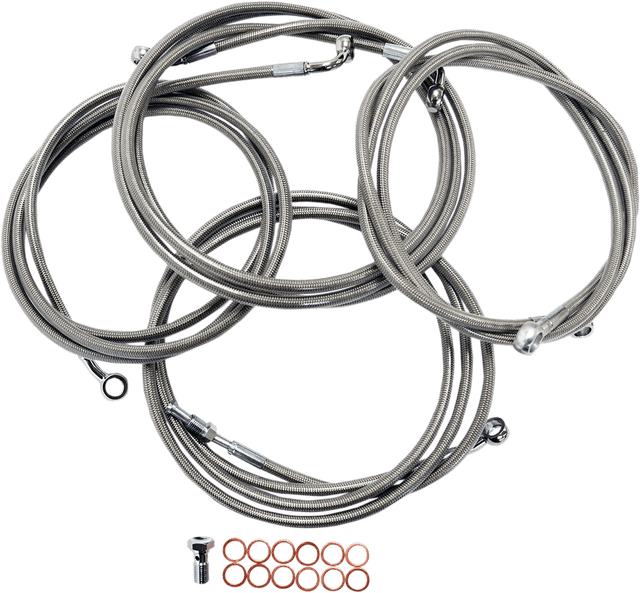 LA CHOPPERS 0610-0772 Standard Stainless Braided Handlebar Cable/Brake Line Kit - 12"-14" Ape Hangers - '14-'16 Touring