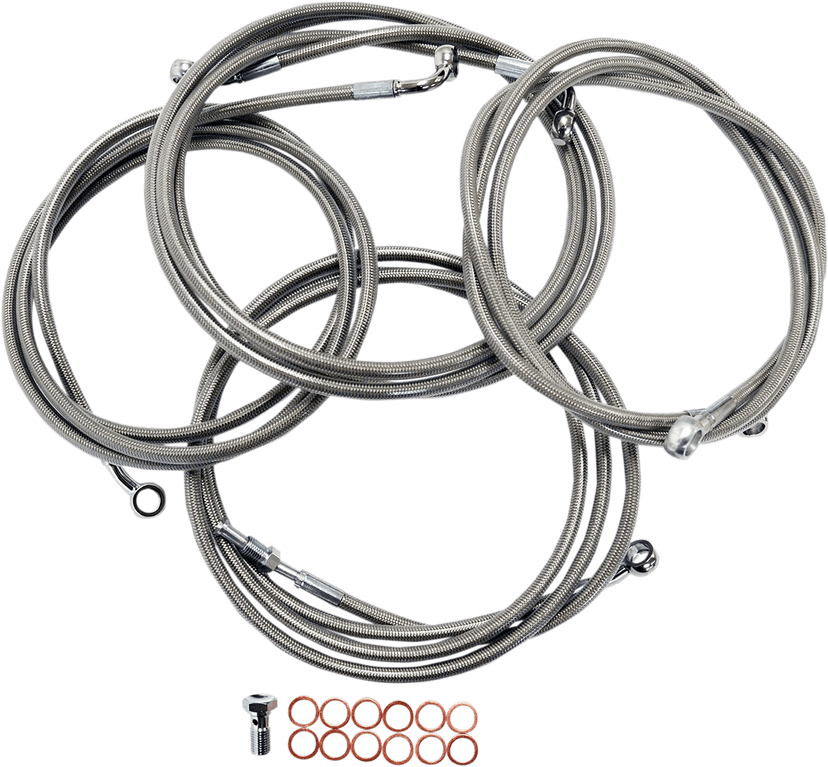 LA CHOPPERS 0610-0774 Standard Stainless Braided Handlebar Cable/Brake Line Kit - 15"-17" Ape Hangers - '14-'16 Touring