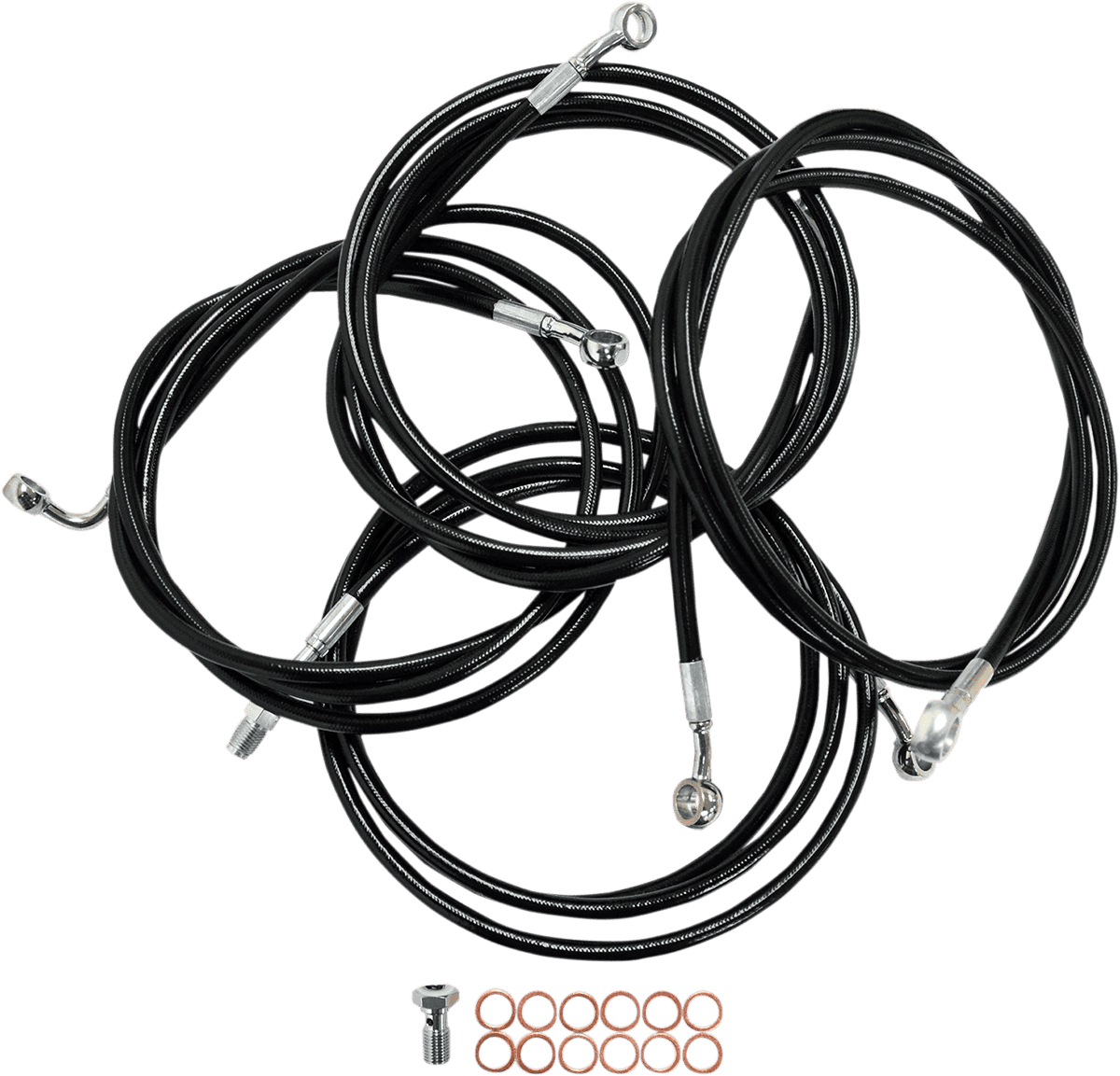 LA CHOPPERS 0610-0777 Standard Black Vinyl Handlebar Cable/Brake Line Kit - 18"-20" Ape Hangers - '14-'16 FLH