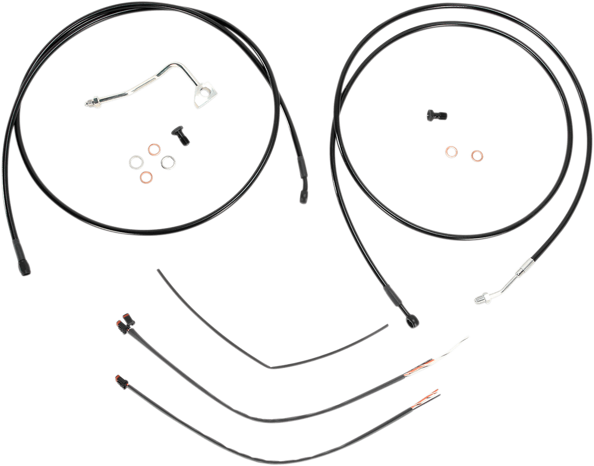 BURLY BRAND 0610-0815 Complete Black Vinyl Handlebar Cable/Line Kit for Ape Hangers - 13" - ABS - '14-'16 FLH