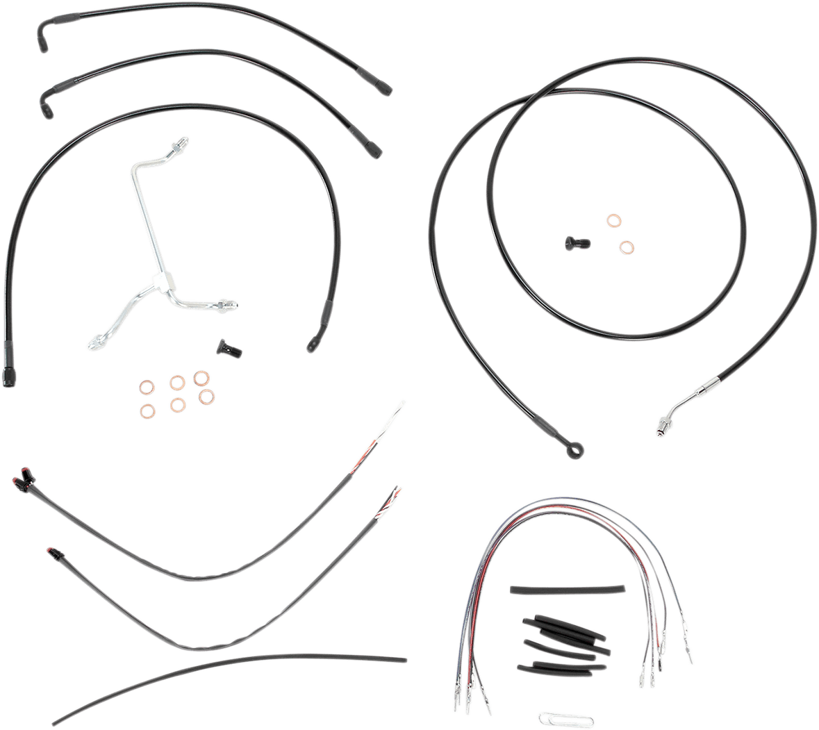 BURLY BRAND 0610-0816 Complete Black Vinyl Handlebar Cable/Line Kit for Ape Hangers - 15" - '14-'16 FLH