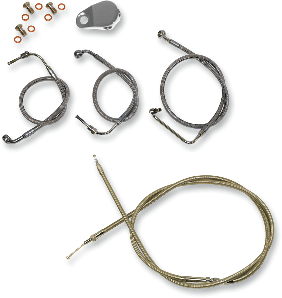 LA CHOPPERS 0610-1118 Standard Stainless Braided Handlebar Cable/Brake Line Kit - 12"-14" Ape Hangers - '14-'16 FLHR