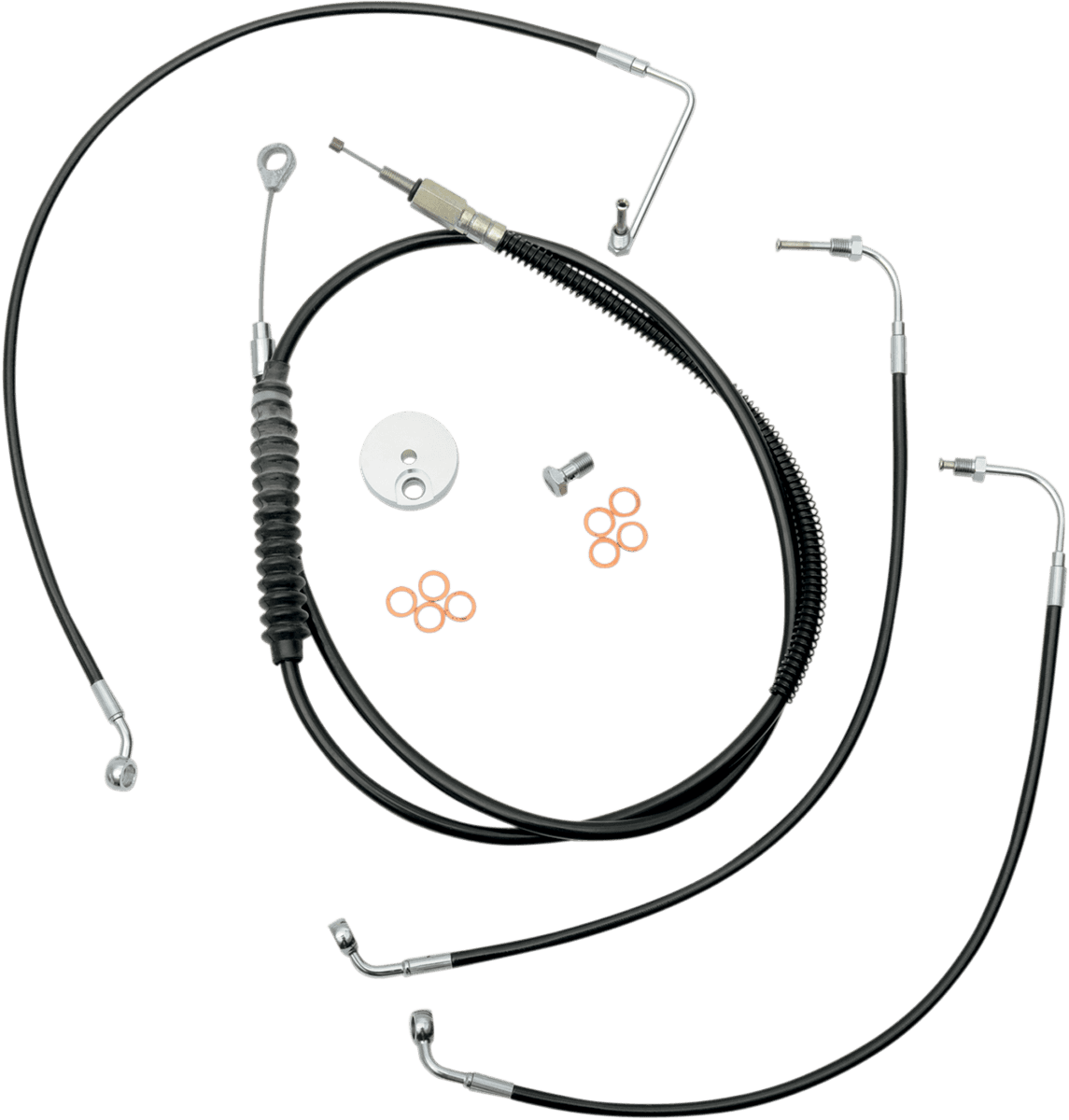 LA CHOPPERS 0610-1133 Standard Black Vinyl Handlebar Cable/Brake Line Kit - 15"-17" Ape Hangers - '14-'16 FLHX