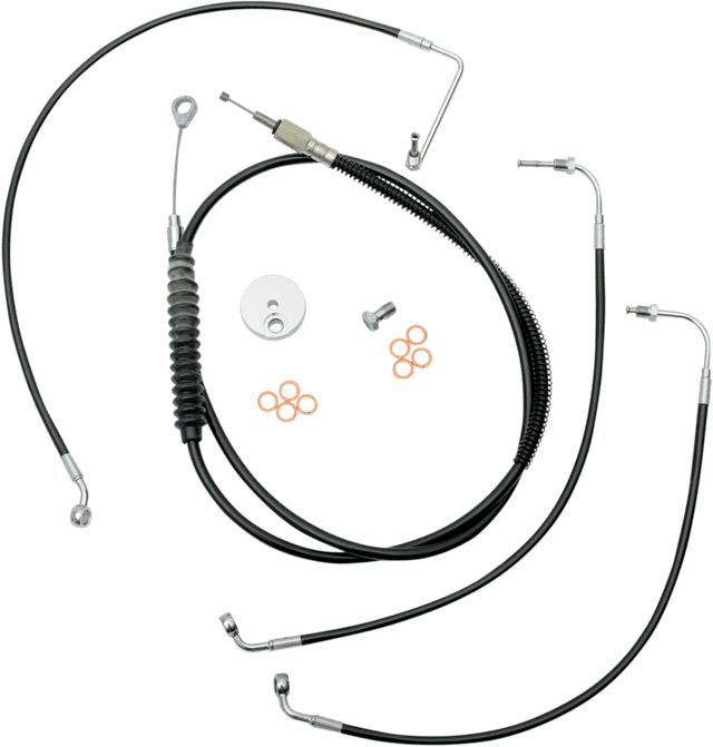 LA CHOPPERS 0610-1133 Standard Black Vinyl Handlebar Cable/Brake Line Kit - 15"-17" Ape Hangers - '14-'16 FLHX