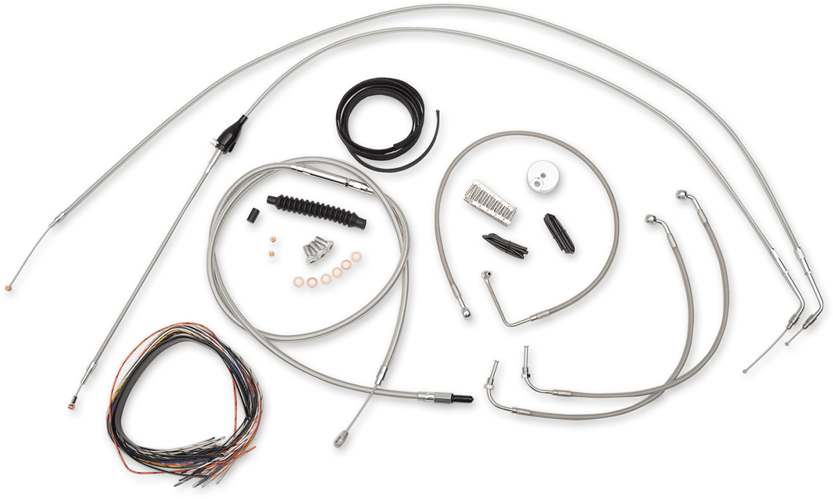 LA CHOPPERS 0610-1146 Complete Stainless Braided Handlebar Cable/Brake Line Kit - 18"-20" Handlebars - '96-'06 FLH
