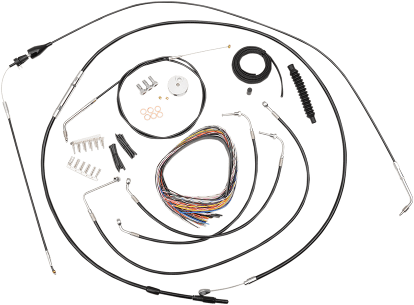 LA CHOPPERS 0610-1171 Complete Black Vinyl Braided Handlebar Cable/Brake Line Kit - 18"-20" Handlebars - '96-'06 Touring