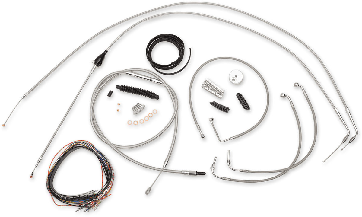 LA CHOPPERS 0610-1178 Complete Stainless Braided Handlebar Cable/Brake Line Kit - 12"-14" Handlebars - '07 Touring