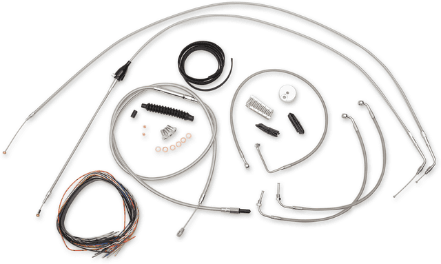 LA CHOPPERS 0610-1182 Complete Stainless Braided Handlebar Cable/Brake Line Kit - 18"-20" Handlebars - '07 Touring
