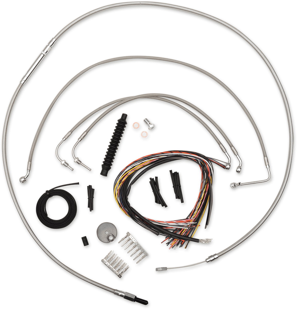 LA CHOPPERS 0610-1192 Complete Stainless Braided Handlebar Cable/Brake Line Kit - 15"-17" Handlebars - '08-'13 FL