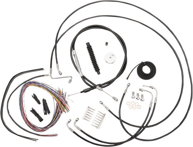 LA CHOPPERS 0610-1231 Complete Black Vinyl Braided Handlebar Cable/Brake Line Kit - 18"-20" Handlebars - '08-'13 FLTR