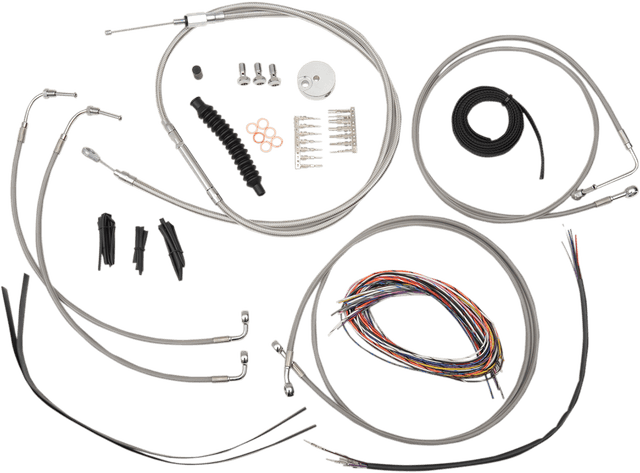 LA CHOPPERS 0610-1240 Complete Stainless Braided Handlebar Cable/Brake Line Kit - 15"-17" Handlebars - '08-'13 FLH