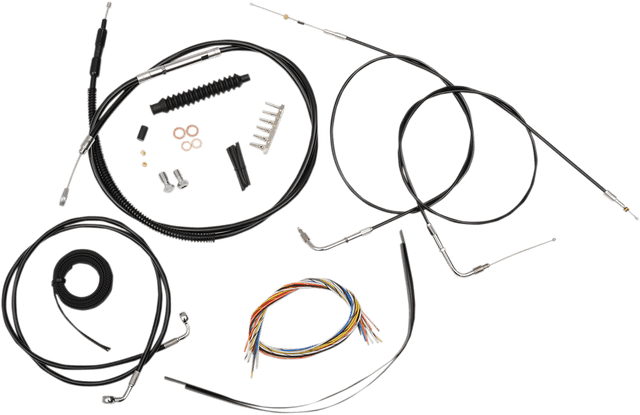 LA CHOPPERS 0610-1291 Complete Black Vinyl Braided Handlebar Cable/Brake Line Kit - 18"-20" Handlebars - '07-'10 Softail