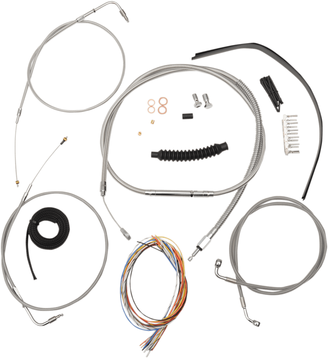 LA CHOPPERS 0610-1398 Complete Stainless Braided Handlebar Cable/Brake Line Kit - 18"-20" Handlebars - '07-'13 Sportster