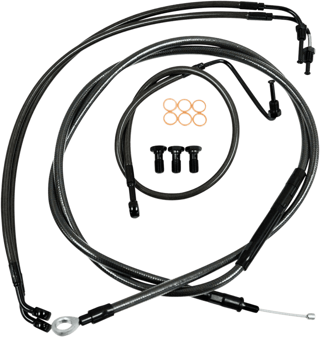 LA CHOPPERS 0610-1413 Standard Midnight Braided Handlebar Cable/Brake Line Kit - 12"-14" Ape Hangers - '14-'16 FLHR