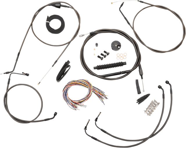 LA CHOPPERS 0610-1431 Complete Midnight Braided Cable Kit - 12"-14" Handlebars - '07 FLH
