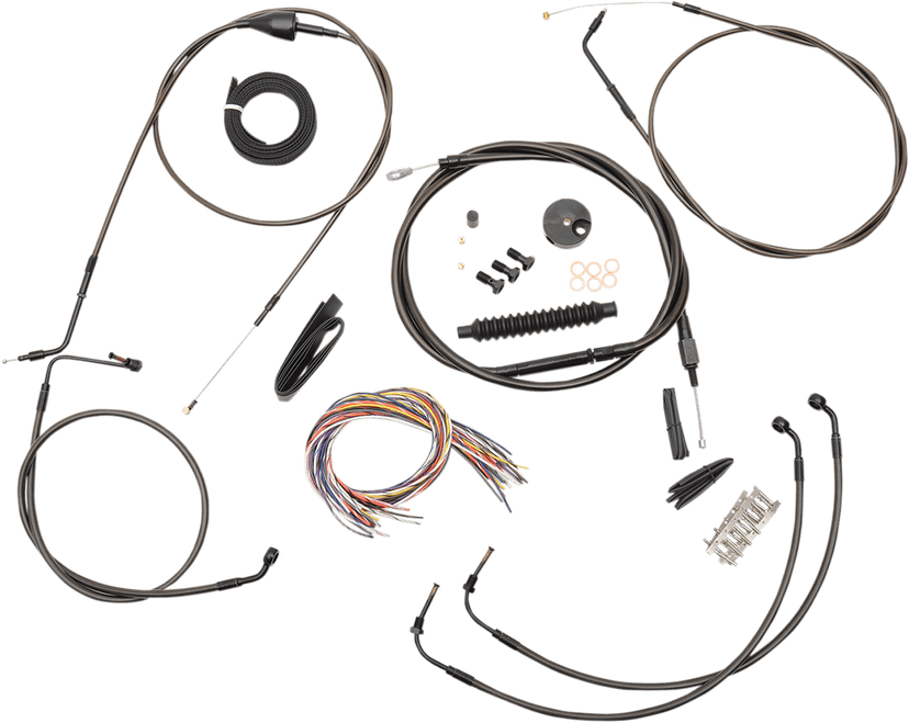 LA CHOPPERS 0610-1433 Complete Midnight Braided Cable Kit - 18"-20" Handlebars - '07 FLH