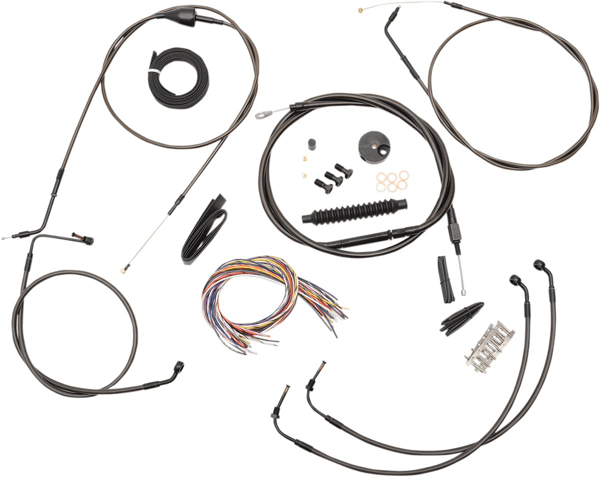 LA CHOPPERS 0610-1437 Complete Midnight Braided Cable Kit - 12"-14" Handlebars - '96-'06 Touring