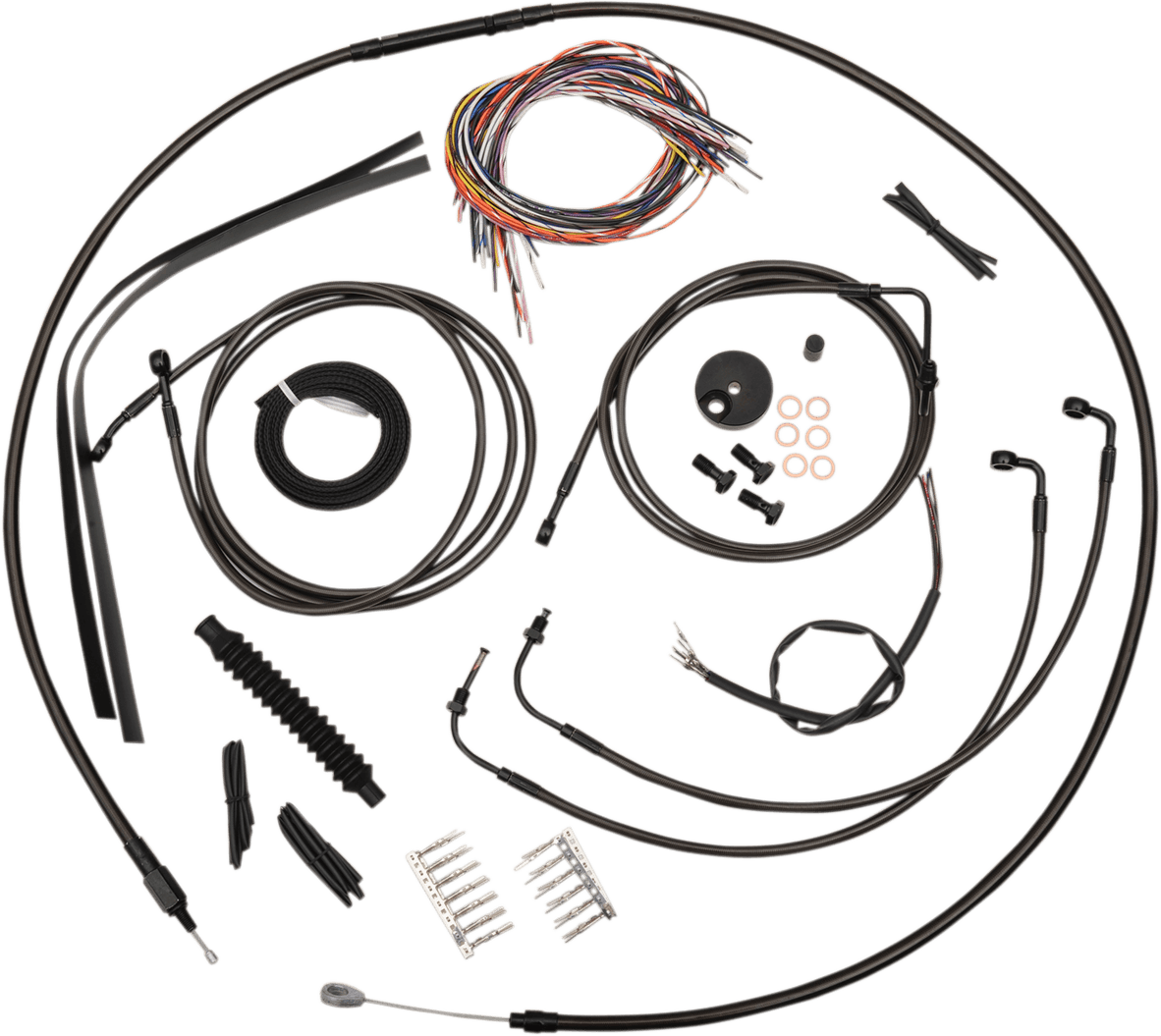 LA CHOPPERS 0610-1461 Complete Midnight Braided Cable Kit - 12"-14" Handlebars - ABS - '08-'13 Touring/Trike