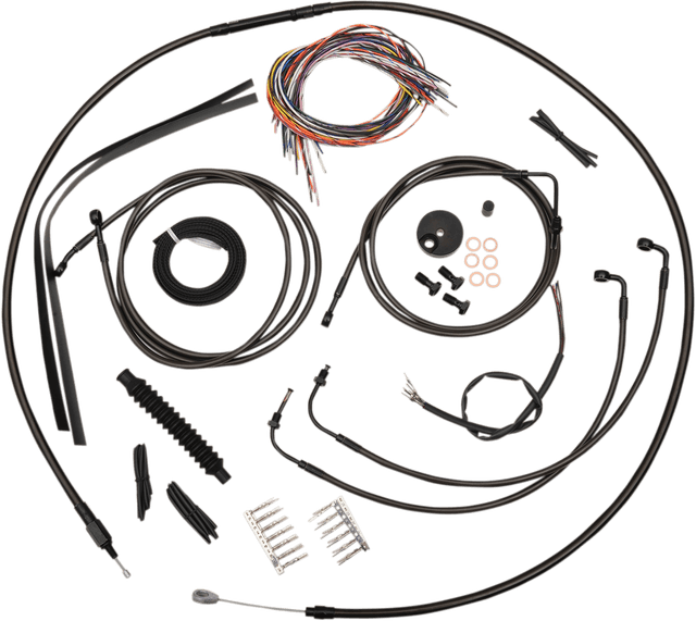 LA CHOPPERS 0610-1462 Complete Midnight Braided Cable Kit - 15"-17" Handlebars - ABS - '08-'13 Touring/Trike