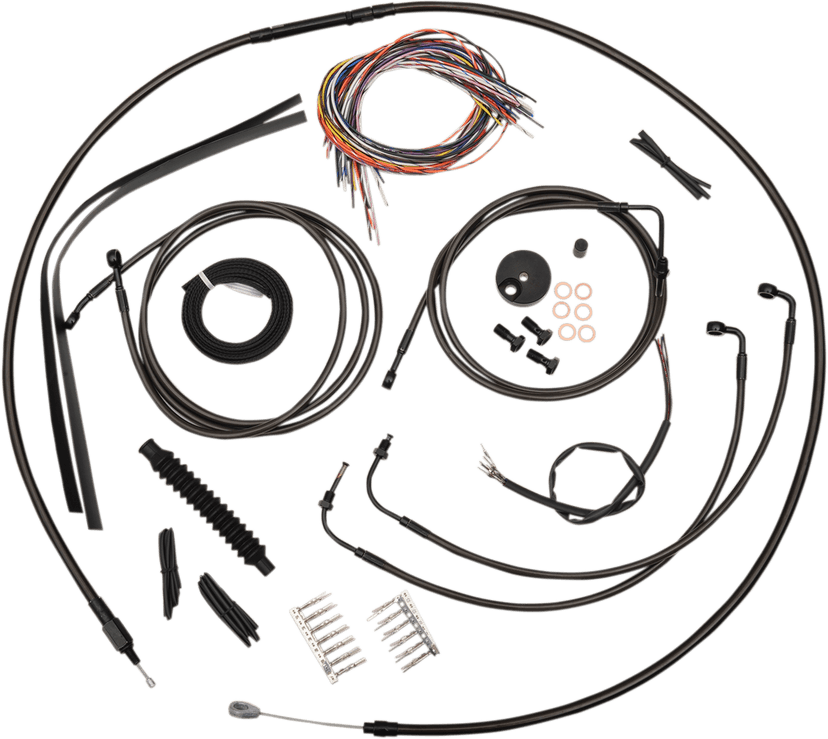 LA CHOPPERS 0610-1463 Complete Midnight Braided Cable Kit - 18"-20" Handlebars - ABS - '08-'13 Touring/Trike