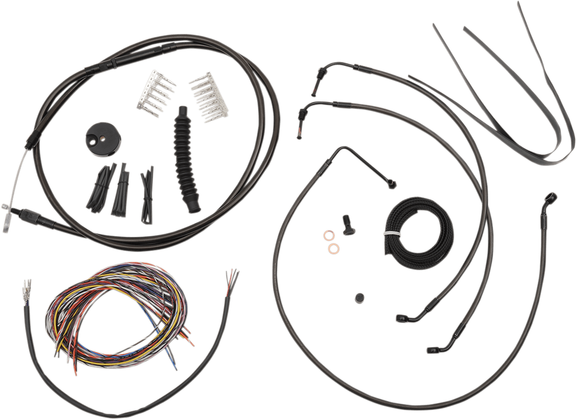 LA CHOPPERS 0610-1467 Complete Midnight Braided Cable Kit - 12"-14" Handlebars - ABS - '14-'15 FLH