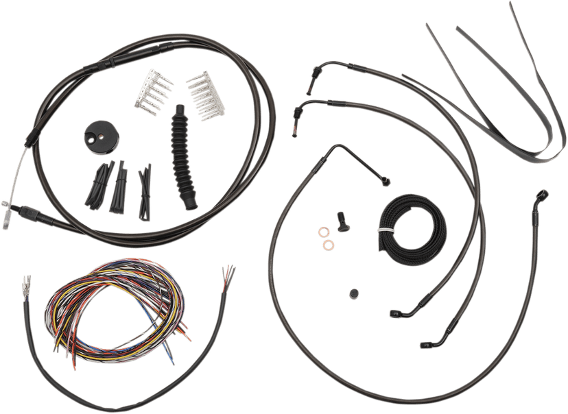 LA CHOPPERS 0610-1468 Complete Midnight Braided Cable Kit - 15"-17" Handlebars - ABS - '14-'15 FLH